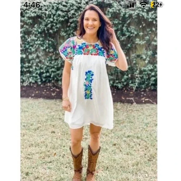 Buddy Love embroidered floral Mexican wedding dress boho size XS resort vacation - Picture 1 of 9